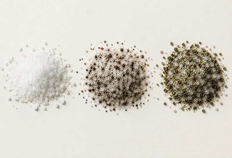 Coarse · Asado · Chimichurri — the blend, close up