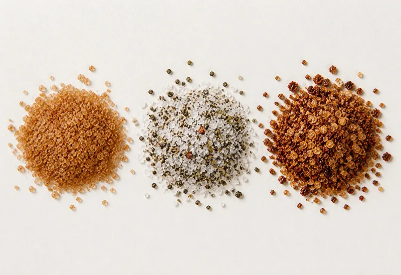 Oak-Smoked &middot; Asado &middot; Fire Salt &mdash; the blend, close up