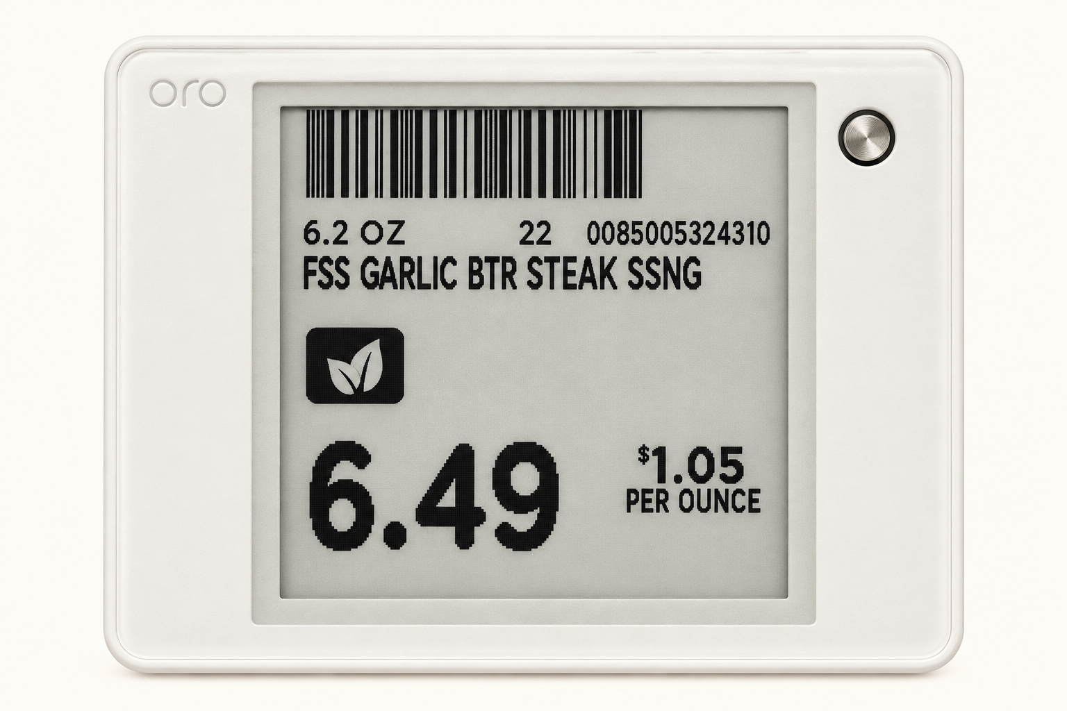 Cleaned Fire and Smoke Society Garlic Butter Steak 6.2 oz store label showing $6.49 and $1.05 per ounce
